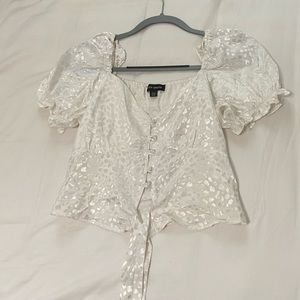 Nasty Gal Satin Puff Sleeve Top